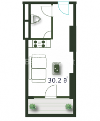 Квартира 1-комн 30.2 м² - Шерифа Хімшіашвілі, Батумі