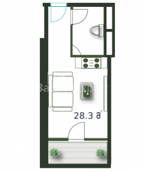 Квартира 1-комн 28.3 м² - Шерифа Хімшіашвілі, Батумі