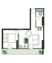 Квартира 2-комн 61 м² - Шерифа Хімшіашвілі, Батумі