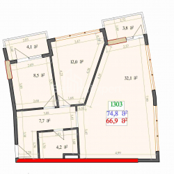 Об'єкт, що будується 2-комн 55.8 м² - Леха і Марії Качинських, Батумі